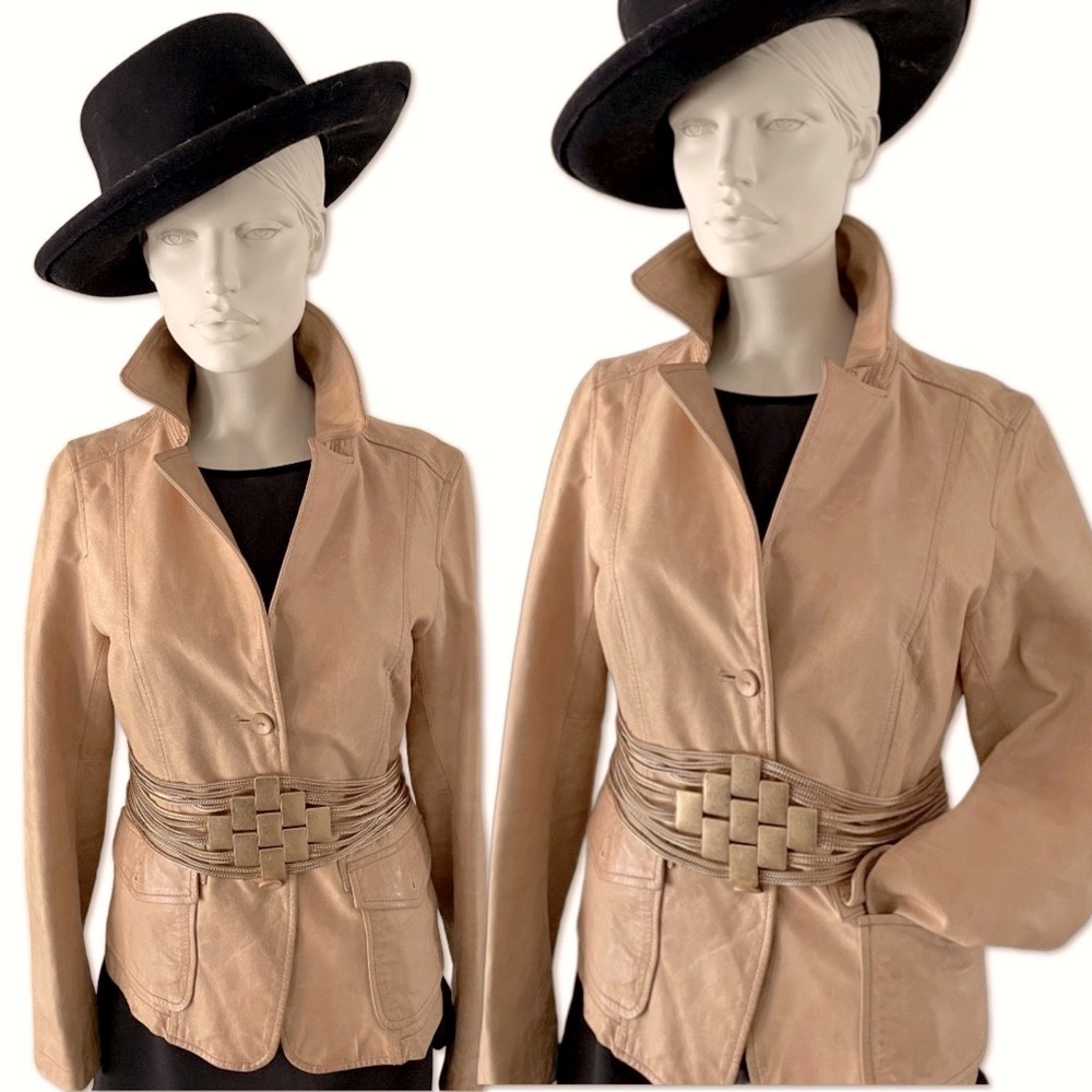 Banana Republic Vintage Camel Leather Blazer